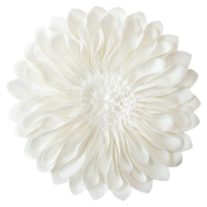 JWH 3D Flower Throw Pillow Covers Decorative Aesthetic Sunflower Accent Pillow Cases Handmade Pillowcase Round Cushion for Car Bedroom Bed Couch Chair with Insert 12 Inch White - Image 1